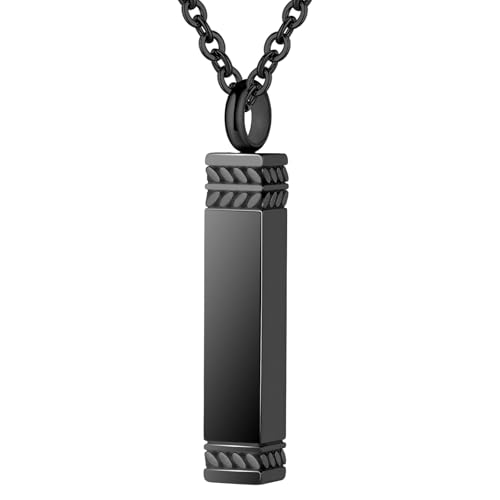 Cremation Jewelry Urn Necklace For Ashes Memorial Bar Cremation Jewelry with Keepsake Urn Memorial Ash For Women Men Black