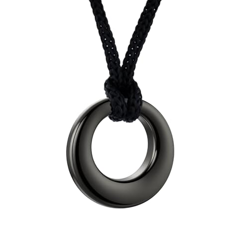 Urn Necklaces for Ashes Stainless Steel Memorial Urns Pendant Necklaces Circle of Life Eternity Cremation Ashes Jewelry with Keepsake Urn Memorial Ash Jewelry - Always in my heart Black