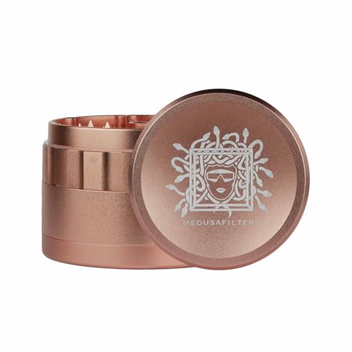 Medusafilters 4-Piece Premium Spike Grinder Set, Diameter 62 mm, Crusher Made of Anodised Aluminium, Shatterproof Mill for Herbs, Spices and Pollen (Rose Edition) Rosé Edition