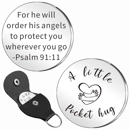 WTOPP Bible Verse Pocket Hug Gifts For He Will Order His Angels to Protect You Wherever You Go Religious Jewelry Christian Gift