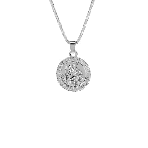 St Christopher Necklace,Fashion Circular Letter Coin Pendant Metal Necklace As The Guardian Deity of Jesus on His Journey, Male and Female Hip-Hop Figures Amulets Religious Gifts Accessories