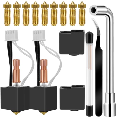 YOTINO 2 pcs Kobra S1 Hotend, 35-Piece Set with 0.2/0.4/0.6mm Nozzles, Silicone Socks and Nozzle Cleaning Tools, Compatible with Kobra S1/Kobra S1 Combo 3D Printer 35pcs Kobra S1/Kobra S1 Combo