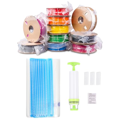sourcing map 20pcs Filament Storage Bags, 11x13 Inch Plus Size 3D Printer Accessories Vacuum Storage Bags, Keep Filament Dry Sealed Kit with Hand Pump Sealing Clip