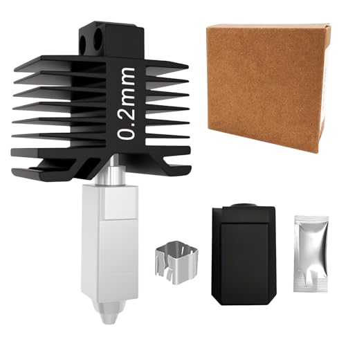 0.2mm Hardened Steel Hotend Nozzle Kit for Bambu Lab P1P P1S X1 X1C, All-Metal Integrated Design 300℃ High-Temperature Print Head Replacement 0.2mm X1/P1S