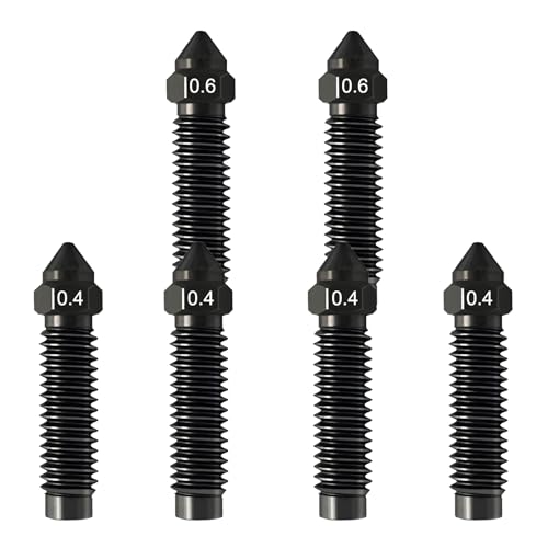 6 x Centauri carbon nozzles for Elegoo, 4 x 0.4 mm, 2 x 0.6 mm nozzle made of hardened steel, 3D printer extruder nozzle for Elegoo Centauri carbon