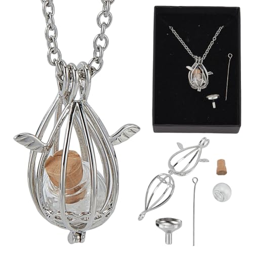 Pet Fur Ashes Keepsake Necklace Pets Urn Pendant Vial Teardrop Necklace with Wing Dog Fur Memorial Gift Jewelry Small Glass Puppy Urn with Funnel Kit for Dogs Cats Ashes