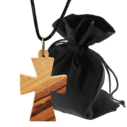 Byzantine Cross Olive Wood Necklace, 3.2 x 2.0 cm