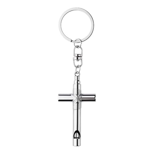 Guqqeuc Christian Birthday Gifts for Christians Women Men Cross Whistle Keyring for Car Keys Bag Survival Emergency Whistle Keyring for Christians Religious Gifts for Daughter Son Christmas Gifts