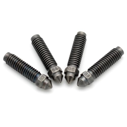 Hardened Carbon Nozzle Set (0.2 mm / 0.4 mm / 0.6 mm / 0.8 mm) for Elegoo Centauri - Durable Nozzles for Highest Print Quality