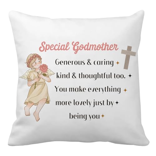 Cushion Covers Godmother Gifts for Mothers Day God Mothers Gifts Godmother Presents Birthday Christian Gift for Women Religious Gift for Christening Christmas Valentines Cushion Covers 45x45