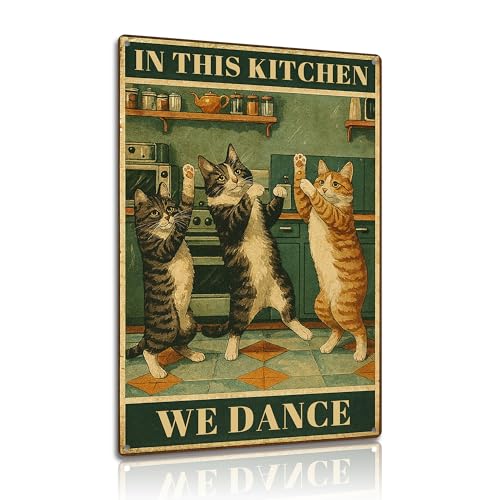"In This Kitchen We Dance" Metal Sign - Whimsical Kitchen Quote Aluminum Plaque for Home Decor 8x12 Inches (2596)