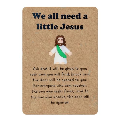 Mini Jesus Figure - Little Jesus Pocket Hug Token with Inspirational Matthew Prayer Card - Religious Gift for Baptism, Confirmation, Communion, Easter 1pcs(green)
