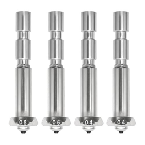 Hoypeyfiy Quick Swap Hardened Steel Nozzles, 0.4mm Integrated Throat Tube Nozzle Kit, Replacement for Anycubic Kobra 3 Max 3D Printer (4) 4