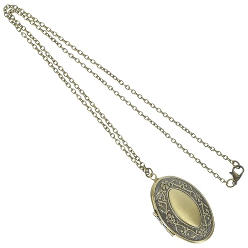 VOSAREA Photo Case Pendant Necklace Bronze Oval Copper Jewelry