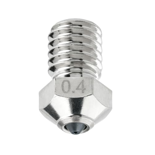 Tungsten Carbide Nozzle 0.4mm for E3D V6 Hotend, Prusa i3 MK3S / MINI, Anycubic i3 Mega/Kobra/Kobra Neo, High Thermal Conductivity Abrasion Resistance, Nickel Plated Copper Tungsten Carbide
