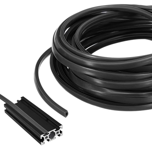 sourcing map 10m / 32.8ft Aluminum Extrusion T Slot Cover Flat Seal, Protection Dust Strip Bracket Insert for 8mm Slot 3030, 4040 Series Aluminum Profile 3D Printer Accessories, 1 Pack(Black) Black 10m x 8mm