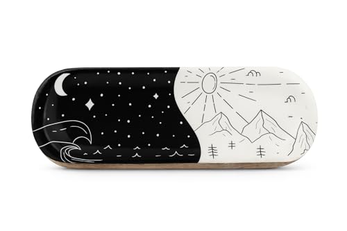 TOSQP27 Handmade Wooden Incense Holder for Sticks Handcrafted Ash Catcher for Meditation, Yoga & Home Fragrance | Decorative Wooden Incense Burner Gift for Adults (Black & White Galaxy Design) Black & White Galaxy Design