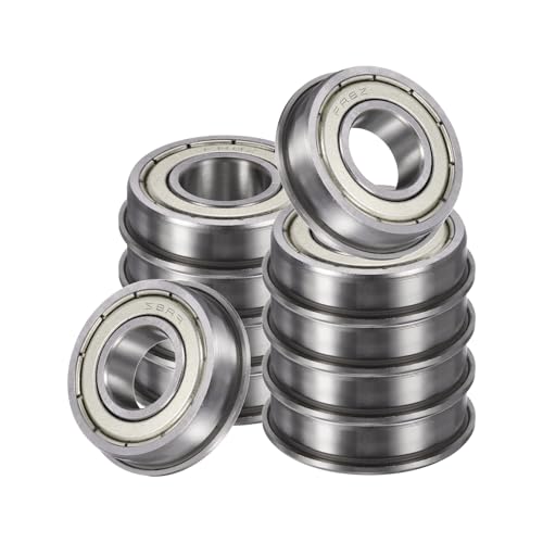 sourcing map 10Pcs FR8ZZ Flanged Ball Bearings, 1/2" x 1-1/8" x 5/16" Double Shielded Chrome Steel Deep Groove Bearing, ABEC5 FR8ZZ 1/2" x 1-1/8" x 5/16" 10