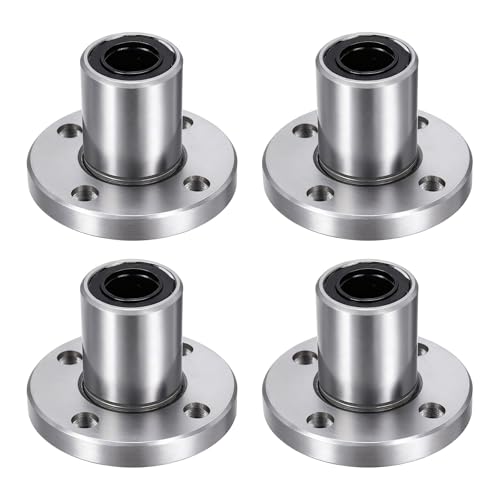 sourcing map 4 Pack LMF8UU Linear Ball Bearings, 8mm Bore Round Flange Linear Ball Bearings Flange Motion Bushing with Double Side Rubber Seal ABEC3 for CNC, 3D Printer