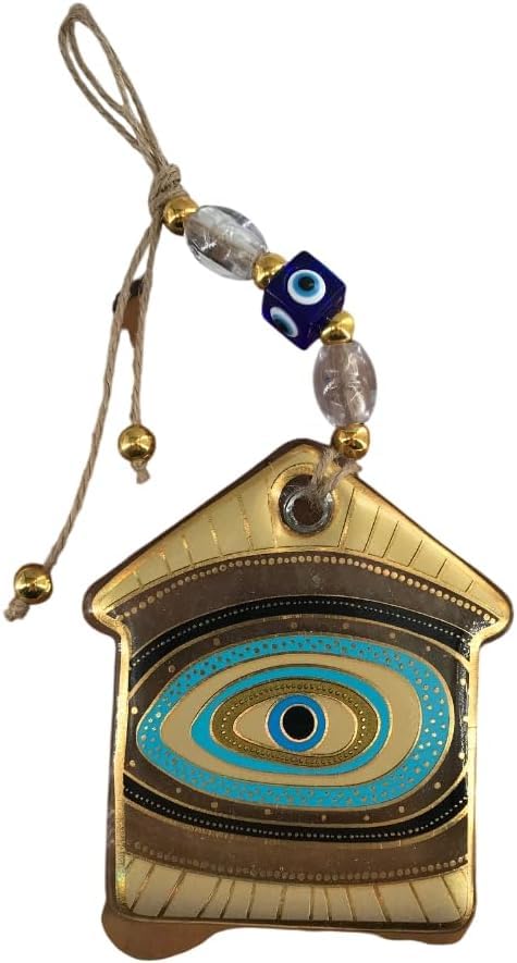 Handmade Glass Evil Eye Wall Hanging — Spiritual Protection & Boho Home Décor — Housewarming Gift— Small & Large Sizes (House Large) House Large