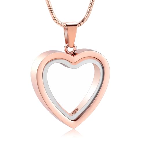 Glass Cremation Jewelry Necklace with Heart for Ashes Stainless Steel Keepsake Urn Ash Pendant Urn Necklace Keepsake for Urn for Memorial Jewelry D