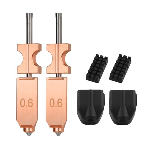 2pcs Upgraded 0.6mm Hotend Nozzles Kit for AD5X Quick-Detachable Nozzle Extruder Quick Release Nozzle Heater Block Throat Tube