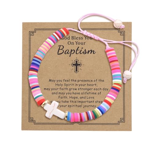 Sisadodo Baptism Gifts for Girls Boys First Holy Communion Gifts for Godson Goddaughter Confirmation Bracelet with Blessing Card Baptism Bracelet