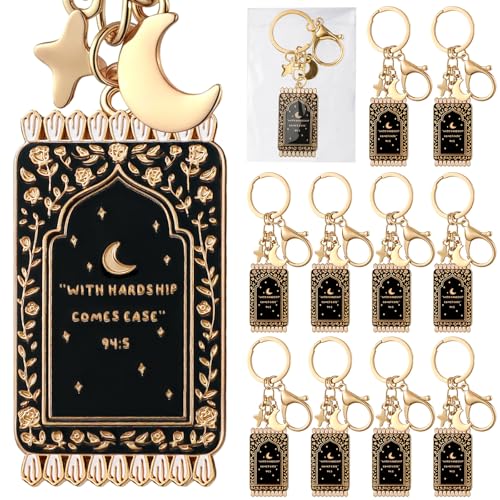 Islamic Keychain Gifts Bulk Plated Enamel Muslim Keychain Islamic Gifts for Women Men Black and Gold 12
