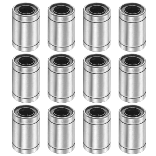 sourcing map 12Pcs LM8UU Linear Ball Bearings, 8mm Bore Dia, 15mm OD, 24mm Length Double Side Rubber Seal Linear Motion Bearing for 3D Printer CNC Machine Applications, ABEC3 8mm x 15mm x 24mm 12