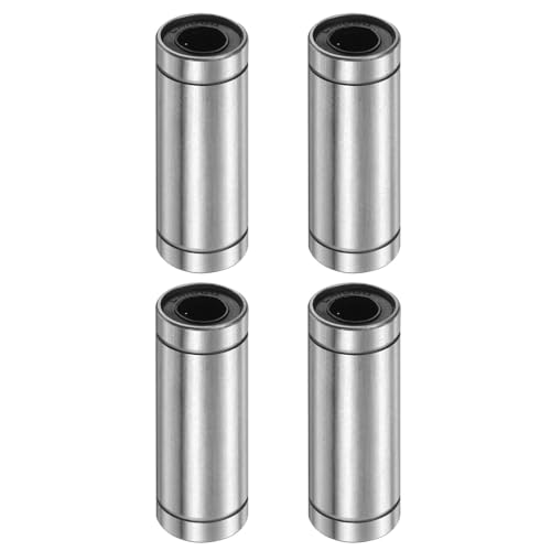 sourcing map 4Pcs LM10LUU Linear Ball Bearings, 10mm Bore Dia, 19mm OD, 55mm Length Double Side Rubber Seal Linear Motion Bearing for 3D Printer CNC Machine Applications, ABEC3 10mm x 19mm x 55mm 4