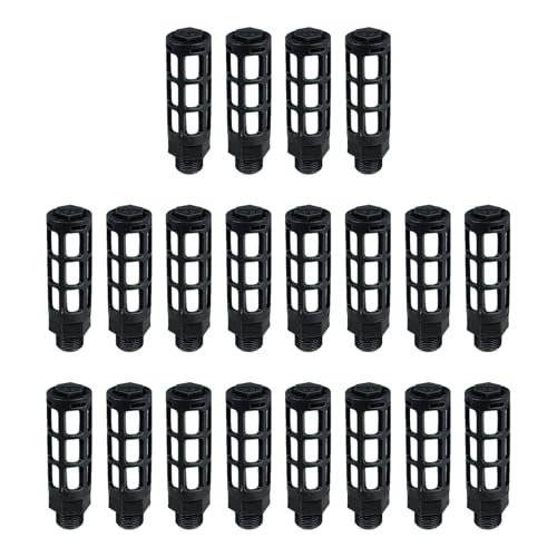 20Pcs Plastic Air Pneumatic Mufflers, Black 3/8" Male Thread Compressor Exhaust Silencer Fitting for Industrial Grade Air Compressor Tools, Automotive Workshop Air Valve Cylinder 3/8"-20pcs