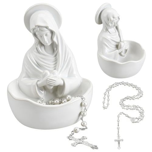 ORIGACH Our Lady of Grace Statue Virgin Mary Keepsake with Rosary Necklace