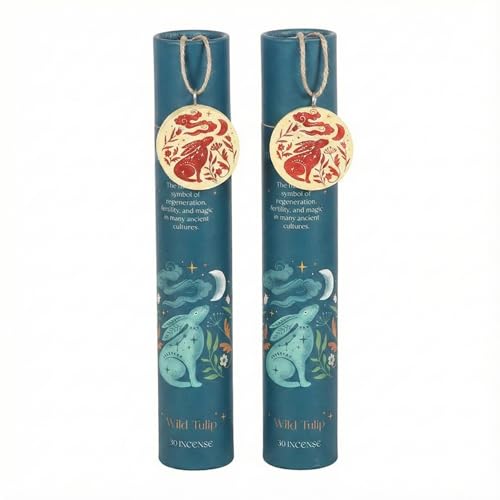 Pack of 2 Wild Tulip Incense Stick Gift Sets – 60 Sticks & 2 Wooden Holders – Midnight Hare Moon Gazing Design – Fresh Floral Home Fragrance Bundle