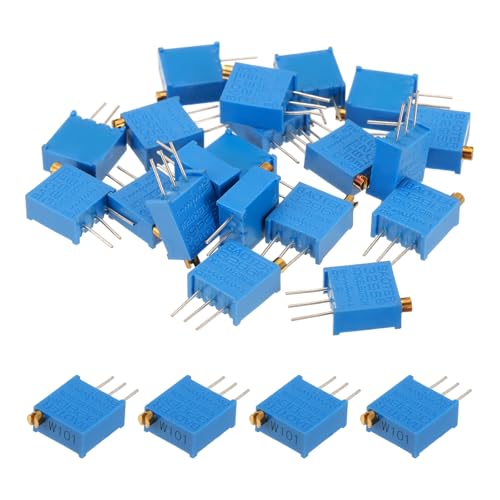 sourcing map 20Pcs 100 Ohm Multiturn Trimmer Potentiometer, 3296W Top Adjustable Variable Resistor High Precision Potentiometer for Precision Circuit Adjustment, DIY Electronics Projects 20