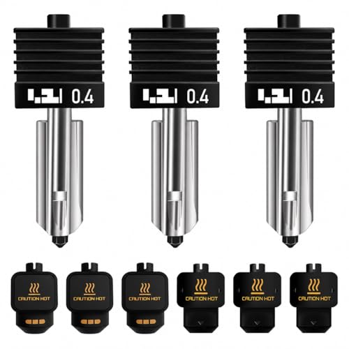 3PCS 0.4mm Hotend Compatible with Bambu Lab X2D/P2S/H2S/H2D/A1/A1 Mini – Quick Swap Extruder Print Head with 3 Silicone Cover Socks 0.4mm*3