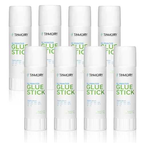TINMORRY 3D Printer Glue Stick, PVP Glue Stick for Heated Bed, Prevents Warping & Improves Adhesion for PLA/PETG/TPU/ASA Filaments (8 Pack), 36 Grams Per Glue Stick 36 g*8