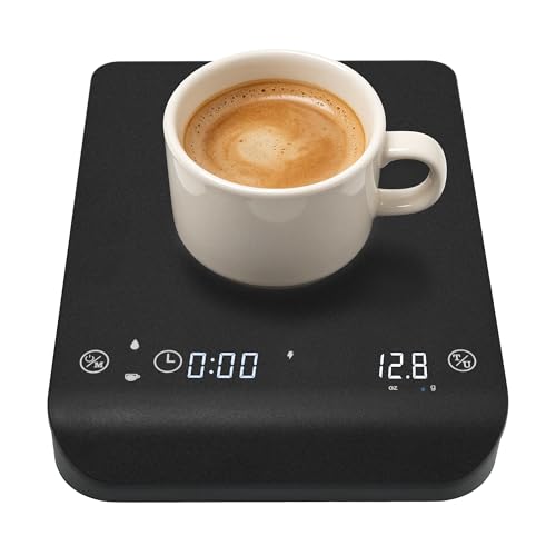 Coffee Scale with Timer for Espresso & Pour Over, 3kg/0.1g Precision Digital Scale, Auto Timing, Touch Control, LED Display, USB Type-C Rechargeable