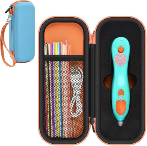 GWCASE Foam Insert Case for 3Doodler Start+ Essentials 3D Pen, Blue Blue With Orange Zipper