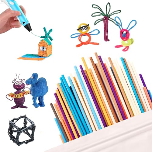 Pack of 300 3D Pen Filament for 3Doodlers Start Pen, 20 Colours 2.5 mm PCL Low Printing Temperature 3D Printing Pen Refill Pack, Low Temperature Refills Compatible with 3Doodler Start+ P