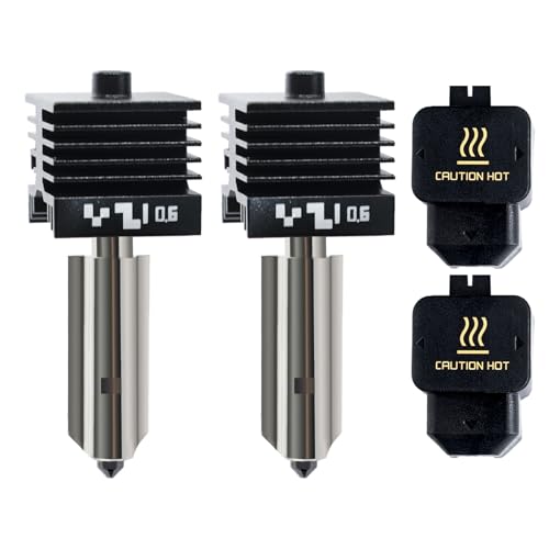 IdeaFormer 2 x 0.6 mm H2D Extruder Hotend Set with Silicone Sock Hardened Steel Nozzle for Bambu Lab, H2D Print Head Hotend for Bambulab H2D H2S Combo