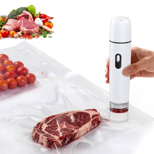 Portable Vacuum Sealer Rechargeable & Cordless Design Handheld Vacuum Sealer with Visible Water Tank,15 Reusable Vacuum Bags for Dry & Moist Food Preservation & Preservation Cooking