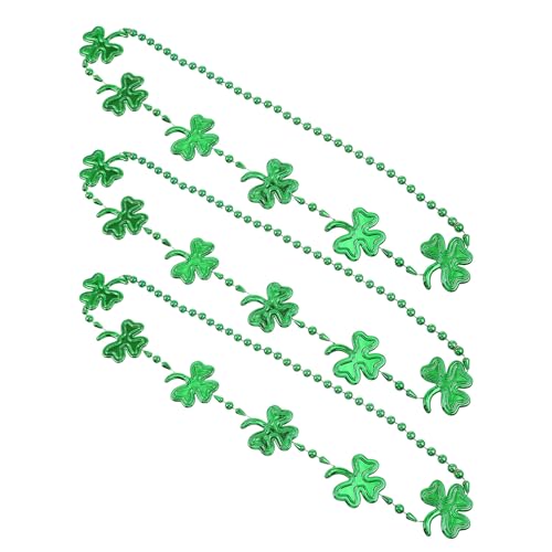 POPETPOP Green Shamrock Necklaces Practical and Creative Accessories 3pcs Eye-catching Plastic Neck Chains for St Patrick's Day Party for Birthday Celebrations
