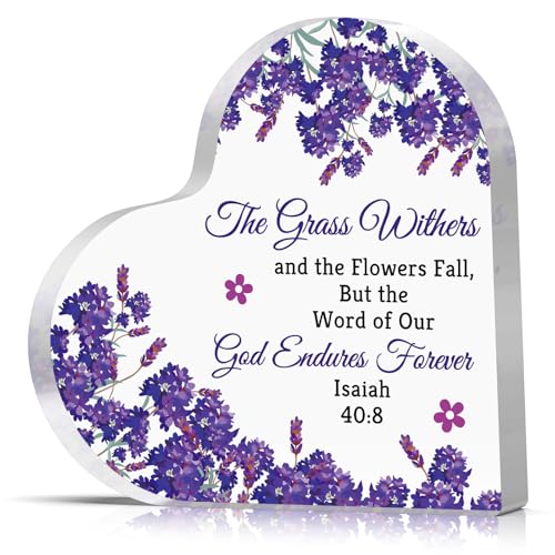 Christian Bible Verse Gift Christian Inspirational Gifts for Women Acrylic Heart Plaque Religious Gifts for Friend Scripture Gift Christmas Birthday Graduation Presents for Girls Desk Decorative Sign
