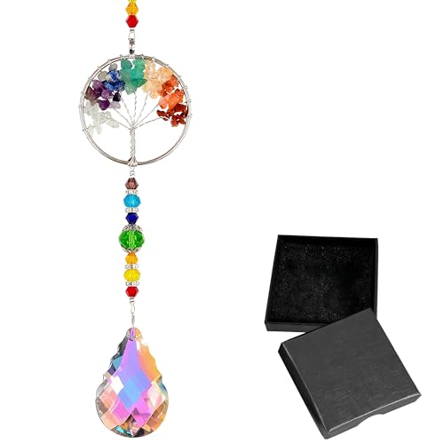 Tree of Life Rainbow Hanging Ornament with Gift Box, Spiritual Gifts Round