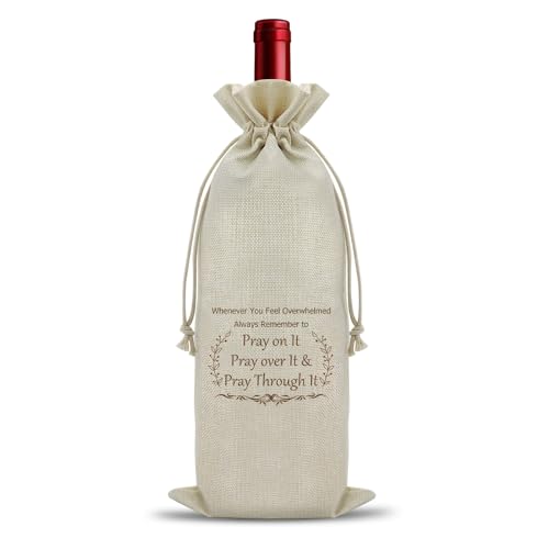 Inspirational Christian Gifts Wine Bag Inspirational Gifts for Friends Mom Coworker Sister Encouragement Religious Gift Religious Spiritual Gift Burlap Wine Bags for Easter Thanksgiving Birthday