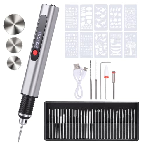 Electric Engraving Pen Kit, Engraving Tool Rechargeable Engraver Machine Silver