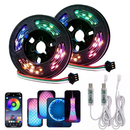 2Pack App Control LED Lamp Kit 001, for Bambu Lab 3D Print Light,Iridescent RGB LED Strip Light, Bundle-ZH037 1M/3.28FT 3D Printer Accessories, 60 LEDs Models Lamp DIY 2Pack