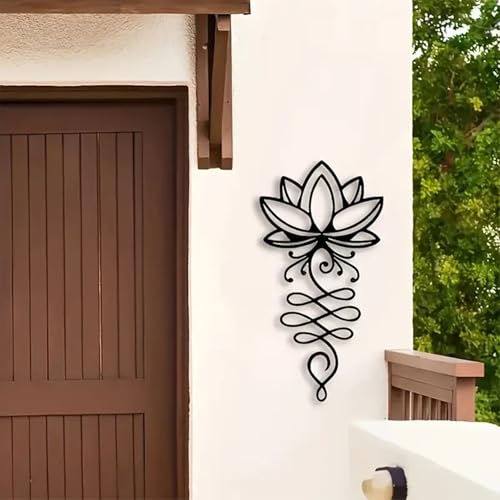Lotus Wall Art - Black Metal Lotus Flower Decor, Black Metal Wall Art, Christian Wall Stickers, Zen Meditation Spiritual Decor, Mandala Home Walls Decoration for Living Room Bedroom Office Yoga Room