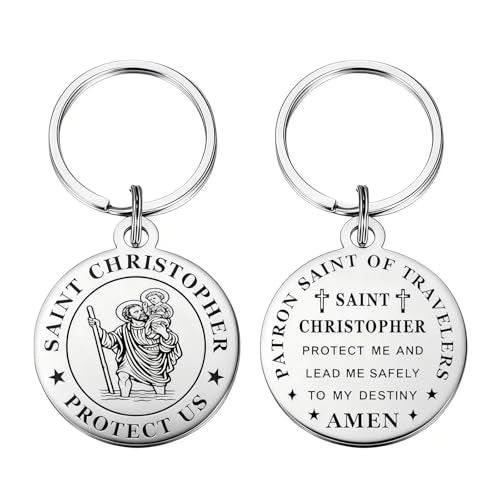 St Christopher Keyring Travel Guardian Cross Keychain for Men