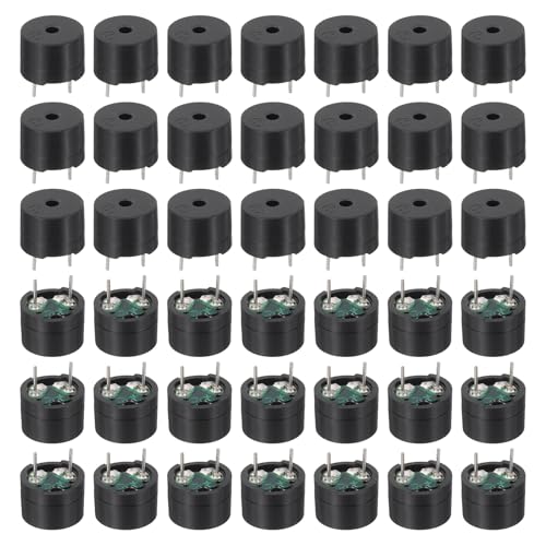 sourcing map 50 Pcs Passive Buzzer DC 1.5-5V 12x8.5mm Electric Tone Buzzer Alarm Piezo Beep Sounder Continuous Sound Beep for Physics Circuits Alarm Safety Development Boards House Shop